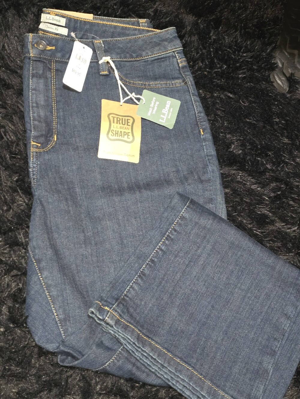 *NWT* L.L. Bean Women's 16 Petite True Shape Dark Blue Jeans